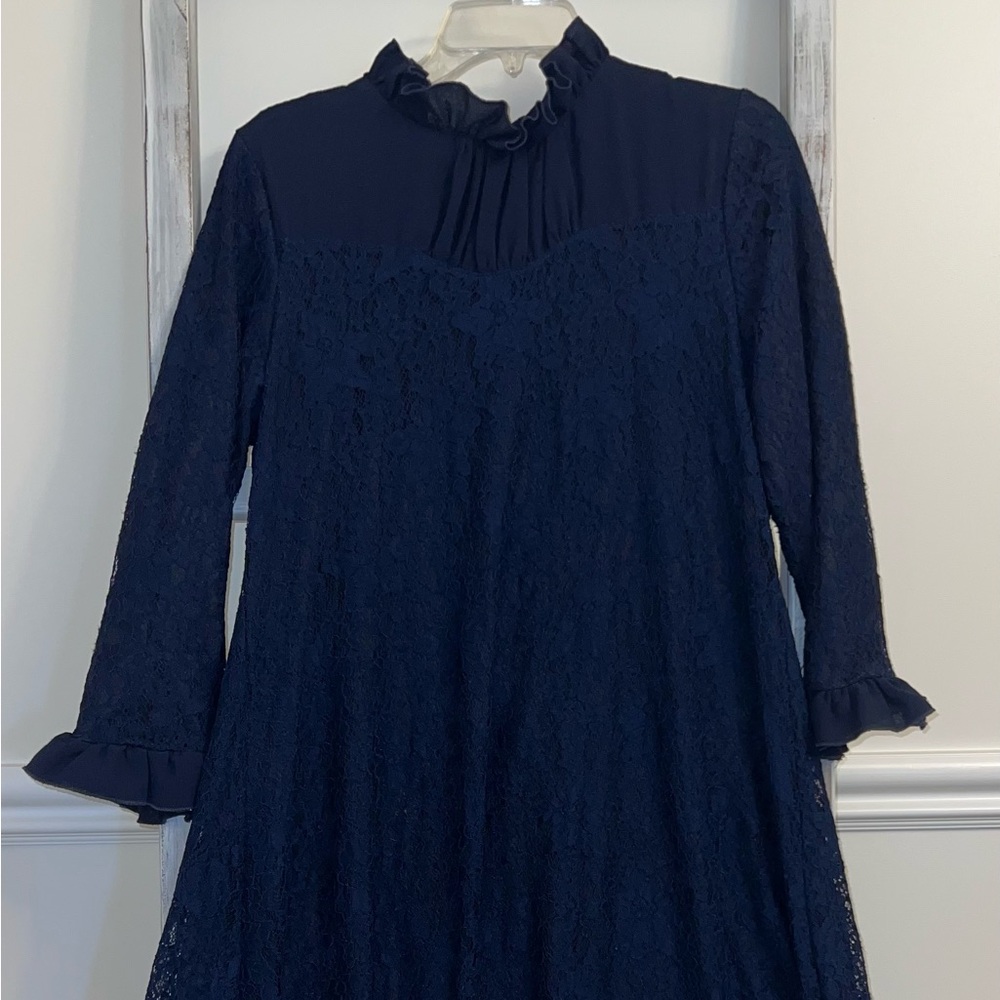 Zadie B’s Blue A-Line Long Sleeve Dress with Mock Neck